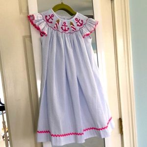 Sweet Girls Smocked Seersucker Dress.